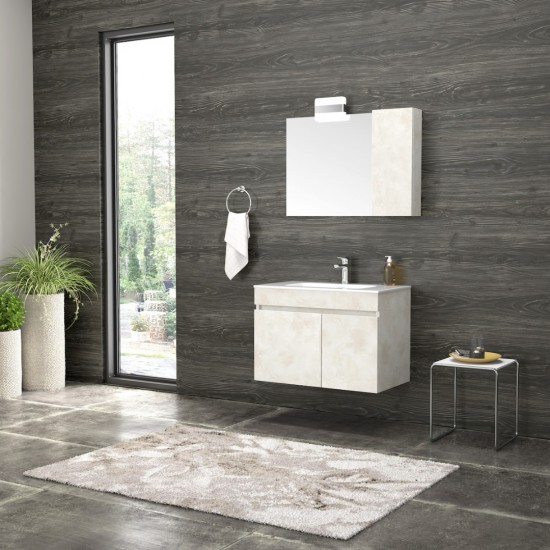 FURNIBATH F3/061 ΜΕΛΑΜΙΝΗ ΣΕΤ ΕΠΙΠΛΟ ΜΠΑΝΙΟΥ 7754 59x55x45cm ΜΕ ΠΑΓΚΟ ΠΕΥΚΟΥ ΜΕ ΚΑΘΡΕΦΤΗ-ΝΤΟΥΛΑΠΙ 65x61.5x14cm ΜΕ ΦΩΤΙΣΤΙΚΟ 20x13x8.6cm ΚΑΙ ΝΙΠΤΗΡΑ ΛΕΥΚΟ 61x2x47cm