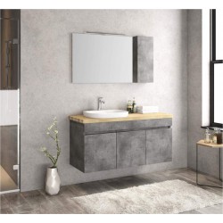 FURNIBATH F2/081 ΜΕΛΑΜΙΝΗ ΣΕΤ ΕΠΙΠΛΟ ΜΠΑΝΙΟΥ 7743 79x55x45cm ΜΕ ΠΑΓΚΟ ΠΕΥΚΟΥ ΜΕ ΚΑΘΡΕΦΤΗ-ΝΤΟΥΛΑΠΙ 75x61.5x14cm ΜΕ ΦΩΤΙΣΤΙΚΟ 50cm ΚΑΙ ΝΙΠΤΗΡΑ ΛΕΥΚΟ 50x15.5x43cm