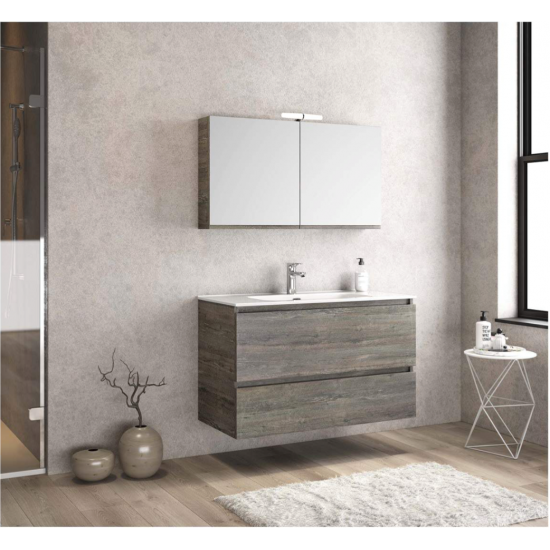 FURNIBATH D12/121 ΜΕΛΑΜΙΝΗ ΣΕΤ ΕΠΙΠΛΟ ΜΠΑΝΙΟΥ 568 119x60x45cm ΜΕ ΚΑΘΡΕΦΤΗ-ΦΩΤΙΣΤΙΚΟ 117x61.5x14cm ΚΑΙ ΝΙΠΤΗΡΑ ΛΕΥΚΟ 121x2x46cm