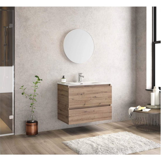 FURNIBATH D1/101 ΜΕΛΑΜΙΝΗ ΣΕΤ ΕΠΙΠΛΟ ΜΠΑΝΙΟΥ 567 99x60x45cm ΜΕ ΚΑΘΡΕΦΤΗ Φ60cm ΚΑΙ ΝΙΠΤΗΡΑ ΛΕΥΚΟ 101x2x46cm