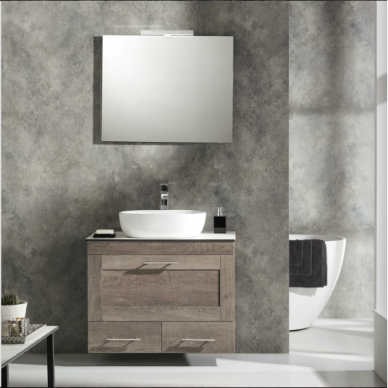 FURNIBATH E1/101 ΜΕΛΑΜΙΝΗ ΣΕΤ ΕΠΙΠΛΟ ΜΠΑΝΙΟΥ 399 99x60x45cm ΜΕ ΚΑΘΡΕΦΤΗ 100x61.5x3cm ΜΕ ΦΩΤΙΣΤΙΚΟ 30cm ΚΑΙ ΝΙΠΤΗΡΑ ΛΕΥΚΟ 48x14x35cm