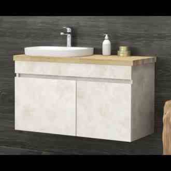 FURNIBATH F2/081 ΜΕΛΑΜΙΝΗ ΣΕΤ ΕΠΙΠΛΟ ΜΠΑΝΙΟΥ 7754 79x55x45cm ΜΕ ΠΑΓΚΟ ΠΕΥΚΟΥ ΜΕ ΚΑΘΡΕΦΤΗ-ΝΤΟΥΛΑΠΙ 75x61.5x14cm ΚΑΙ ΝΙΠΤΗΡΑ ΛΕΥΚΟ 50x15.5x43cm
