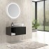 FURNIBATH CL/080 ΜΕΛΑΜΙΝΗ ΣΕΤ ΕΠΙΠΛΟ ΜΠΑΝΙΟΥ ΜΑΥΡΟ 80x35x45cm ΜΕ ΚΑΘΡΕΦΤΗ Φ75cm ΚΑΙ ΝΙΠΤΗΡΑ ΛΕΥΚΟ 48x14x35cm