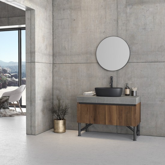 FURNIBATH FL/121 ΜΕΛΑΜΙΝΗ ΣΕΤ ΕΠΙΠΛΟ ΜΠΑΝΙΟΥ ΚΑΦΕ 119x40x35cm ΜΕ ΚΑΘΡΕΦΤΗ Φ60cm ΚΑΙ ΝΙΠΤΗΡΑ ΜΑΥΡΟ 48x14x35cm