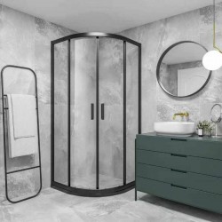 NERA-AMERICA  ΚΑΜΠΙΝΑ ΓΩΝΙΑΚΗ ΔΙΑΦΑΝΕΣ 80*80*185 ΜΑΥΡΗ