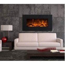 Glow Fire Neptun Black Επιτοίχιο Ηλεκτρικό Τζάκι 1500W 84x45cm Μαύρο