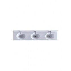 Sanitec Elliptical Triple 713 Κρεμαστός Νιπτήρας από Συνθετικό Υλικό 250x52cm Metallic Ice