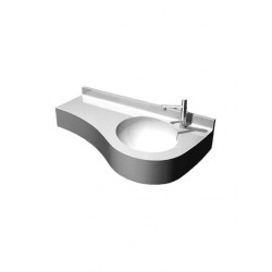 Sanitec Free Wave 705 Single Επιτοίχιος Κρεμαστός Νιπτήρας από Συνθετικό Υλικό 180x52.75cm Cement Right Side