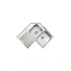 Sanitec Zenith Ένθετος Νεροχύτης Γωνιακός Δεξιός Inox Σαγρέ Μ83xΠ83cm Ασημί
