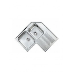 Sanitec Zenith Ένθετος Νεροχύτης Γωνιακός Αριστερός Inox Σατινέ Μ83xΠ83cm Ασημί 11298