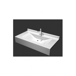 Sanitec 701 Wave Single Επιτοίχιος Κρεμαστός Νιπτήρας από Συνθετικό Υλικό 150x50cm Λευκός