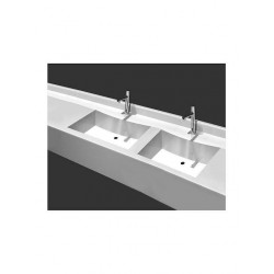 Sanitec 706 Curved Double Επιτοίχιος Κρεμαστός Νιπτήρας Πορσελάνης 200x52cm Λευκός
