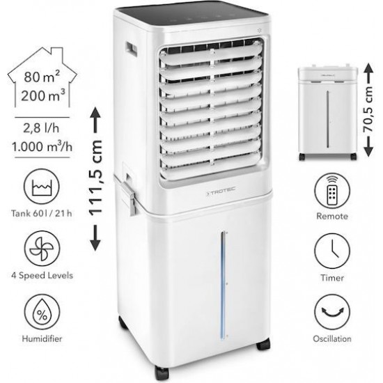 Trotec PAE 81 Air Cooler 125W με Τηλεχειριστήριο Trotec PAE 81 Air Cooler 125W με Τηλεχειριστήριο
