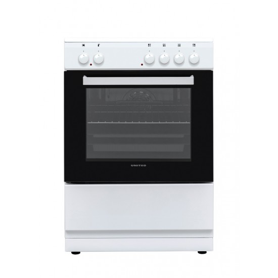 ΗΛΕΚΤΡΙΚΗ ΚΟΥΖΙΝΑ UNITED UFV-60277T ΛΕΥΚΗ ΜΕ ΚΕΡΑΜΙΚΗ ΕΣΤΙΑ