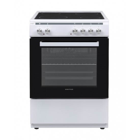 ΗΛΕΚΤΡΙΚΗ ΚΟΥΖΙΝΑ UNITED UFV-68277T ΛΕΥΚΗ ΜΕ ΚΕΡΑΜΙΚΗ ΕΣΤΙΑ