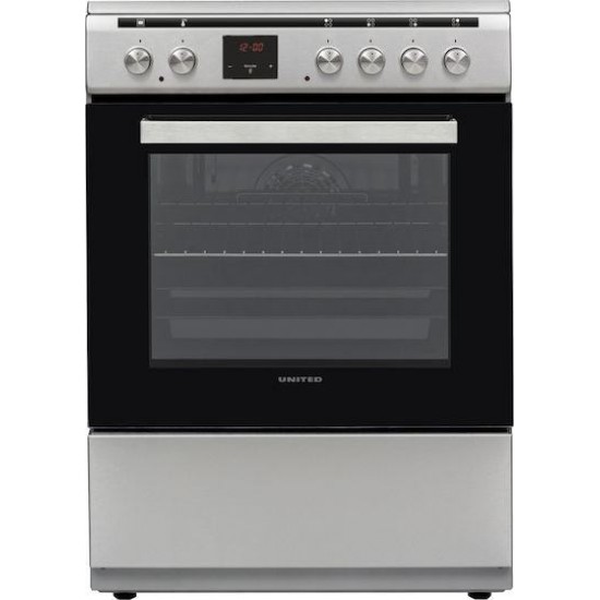 ΗΛΕΚΤΡΙΚΗ ΚΟΥΖΙΝΑ UNITED UFV-60289TP INOX ΜΕ ΚΕΡΑΜΙΚΗ ΕΣΤΙΑ