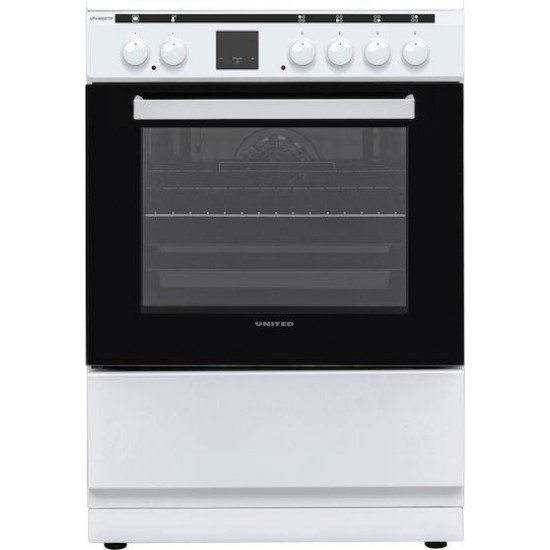 ΗΛΕΚΤΡΙΚΗ ΚΟΥΖΙΝΑ UNITED UFV-60287TP ΛΕΥΚΗ ΜΕ ΚΕΡΑΜΙΚΗ ΕΣΤΙΑ